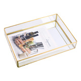 Bandeja De Espejo Dorada Tray Fashion Mirror Para Perfume Y