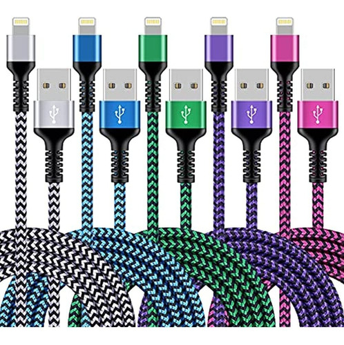 Cargador De iPhone [paquete De 5/6 Pies], Cables Lightning T