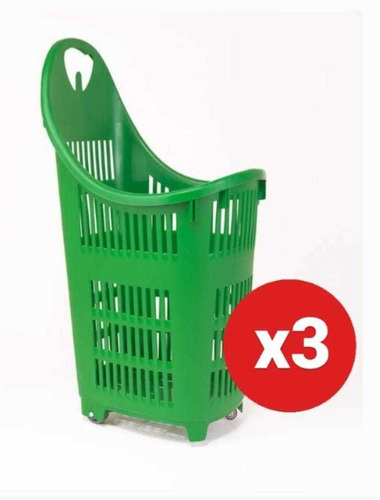 Canasto Plástico Autoservicio Supermercado 70 L X 3 Un C/env