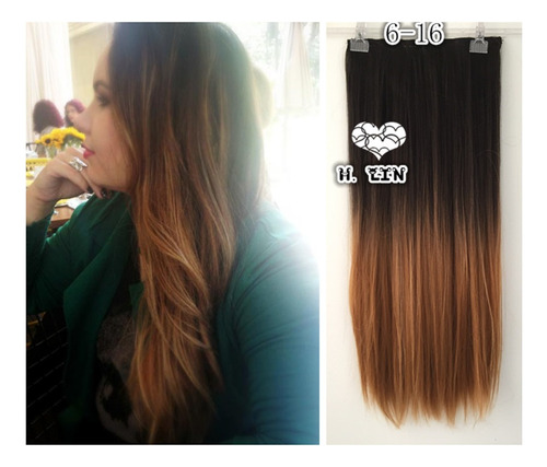 Cabelo Tic Tac Cor 4t27 60cm Chocolate Luzes Mechas Loiro