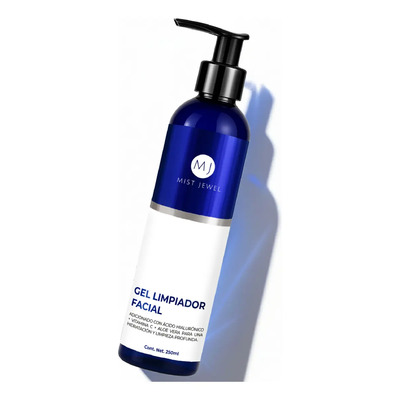 MIST JEWEL Gel limpiador facial hidratante con Ácido hialurónico + Vitamina C + Aloe vera + Ácido cítrico | Jabón dermolimpiador para la cara uso de dia y noche, piel mixta, seca y grasa 250ml | Meses sin interés