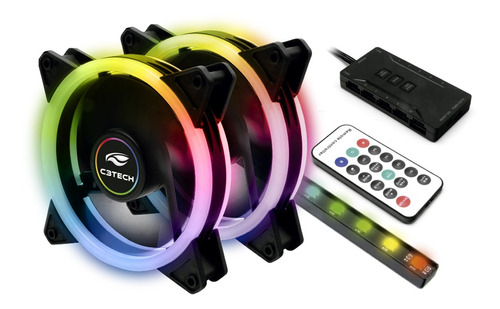 Kit Led Gamer P/ Gabinete, 2 Cooler Fan Led Rgb, L600 C3tech