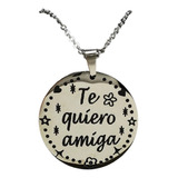 Collar Amigas Cadena Colgante Grabado + Caja Regalo Joyas