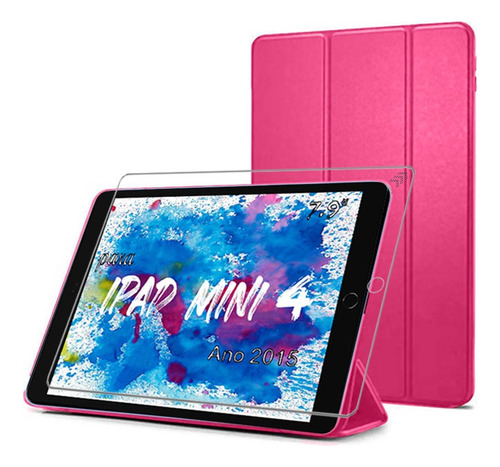 Capa Case Para iPad 4 Geração A1538 A1550 + Pelicula Cor Rosa Escuro