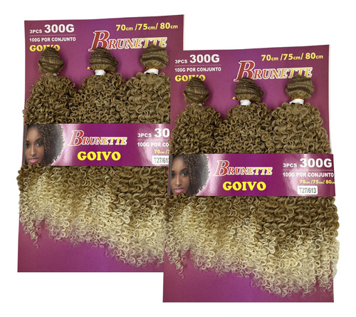 Kit 2 Pacotes Cabelo Orgânico Cacheado Goivo Brunette 80cm