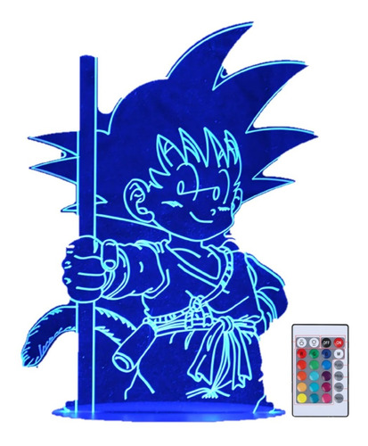 Lámpara Led 3d Figura Goku Dragon Ball Base Touch 7colores 
