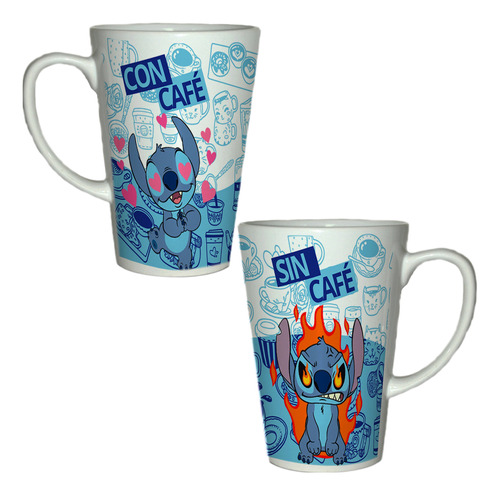 Taza Cónica 12 Oz Con Café Y Sin Café Stitch