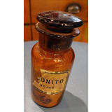 Frasco Farmacia Vidrio Ámbar Antiguo Botica Conito Hojas