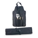 Set Bbq Con Delantal Con 3 Utensilios Metálicos Asados