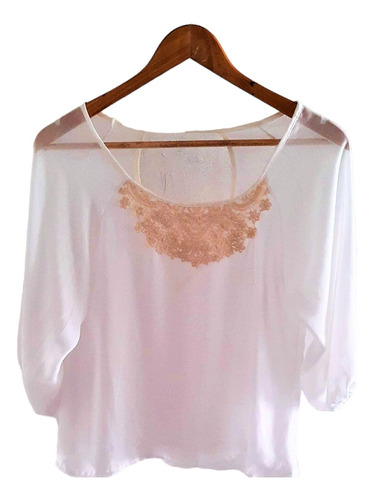 Blusa Con Puntilla Forrada Manga 3/4