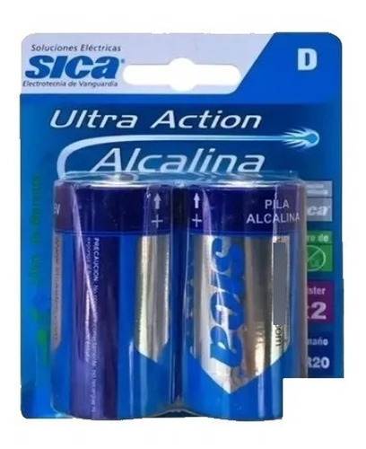 Pilas D Alcalinas 1,5v Blister X 2 Sica No Recargables