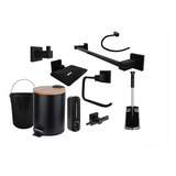 Kit Combo Set De Baño Sanitario Negro 9 Piezas Premium !