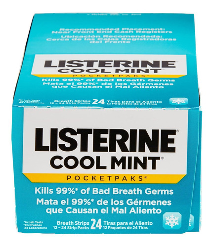 Paquete De 12 Cajas De 24 Tiras C/u Listerine Para El Mal