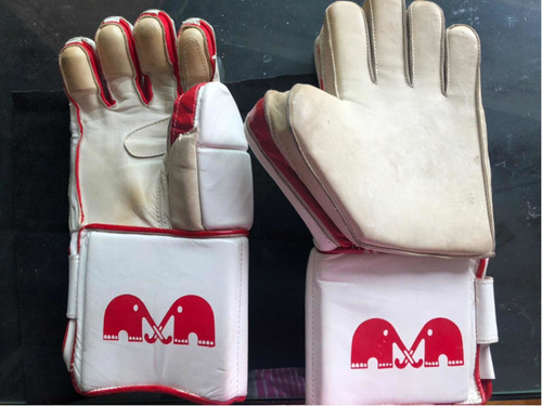 Pads Guantes Arquero Hockey Cuero Blanco Rojo Tk Articulado