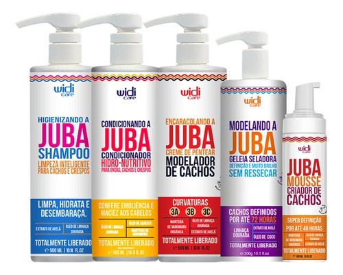 Kit Widi Care Juba Shampoo Cond Encaracolando Geleia Mousse