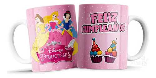 Taza Personalizada Cumpleaños Princesas Disney Niñas Pregalo