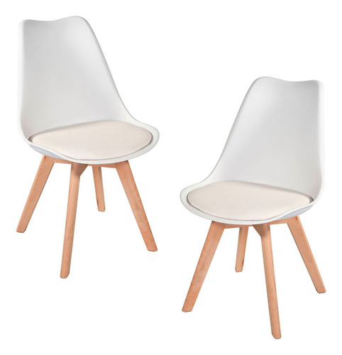 Kit C/ 2 Cadeiras Leda Charles Eames, Saarinen Wood Com Al