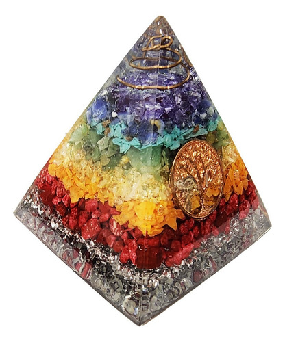 Pirámide 7 Chakras Piedra Natural Orgonita  Árbol De La Vida