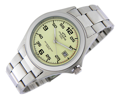 Reloj Montreal Hombre Ml632 100% Acero Inox. Calendario