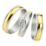 Combo Alianzas Plata 950 Y Oro 18k Casamiento Cintillo Boda