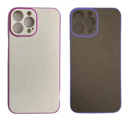 Carcasa Funda Forro Borde Neón + Vidrio Premium Para iPhone