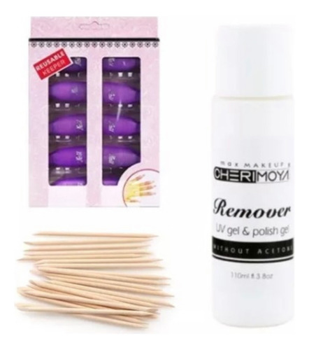  Remover Permanente 110ml + Set 10 Piinzas + Palitos Naranja