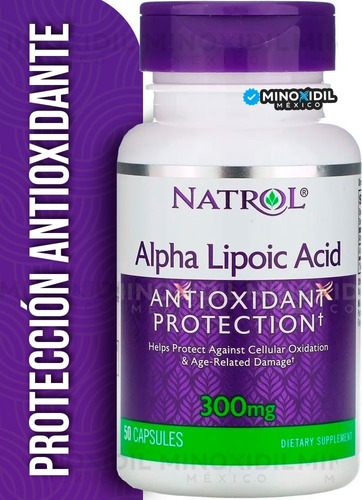 Acido Alfa Lipoico 300mg | Protección Celular | 50 Cápsulas Sabor Sin Sabor