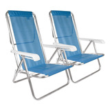 Reposera Sillón Playa X 2 Camping 8 Pos. Aluminio Sannet Mor