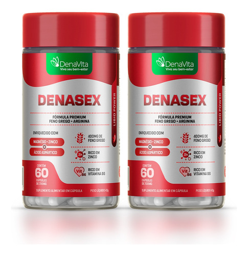 Kit 2x Denasex Com Feno Grego, Arginina, 5 Em 1 - Denavita