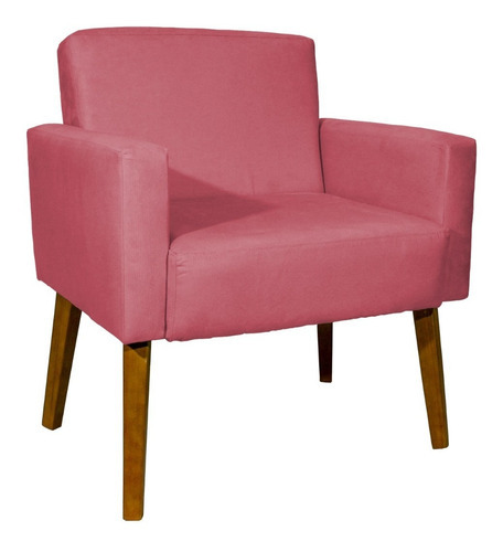 Cadeira Poltrona Sala Consultório Recepção Hope Suede Cores Cor Rose Desenho Do Tecido Suede Liso