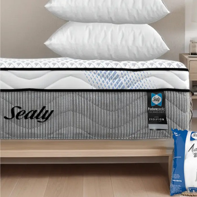 Colchón Sealy King Size Foam Memory + 2 Almohadas Premium Gris | Meses sin interés