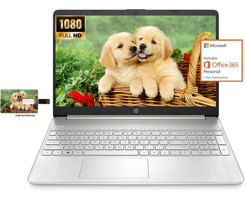 Laptop Hp 15.6'' Fhd Amd N3050 8gb 256gb Ssd -plata