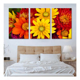 Cuadros Para Sala Y Recamara Modernos Flores Colores 3pz