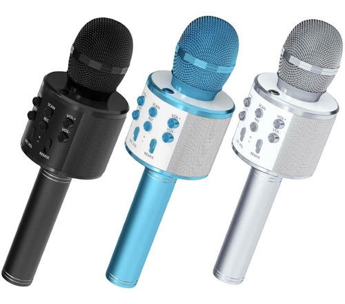 Microfone Sem Fio Youtuber Bluetooth Karaoke Reporter Cores Cor Azul