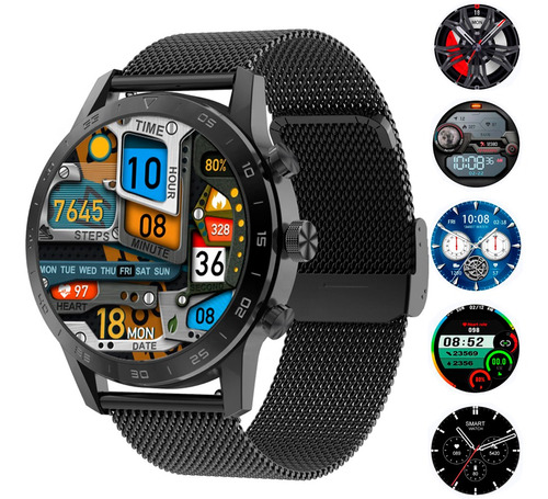 Smartwatch Masculino Wearpro Militar Malha Aço Preto