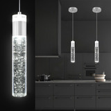 Moderna Lampara Led Colgante De Cristal Cromado Isla De Coci