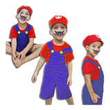  Fantasia Super Mario Bros Curto Infantil Com Bone