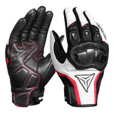 Guantes De Moto En Cuero Transpirables Protección Carbono 