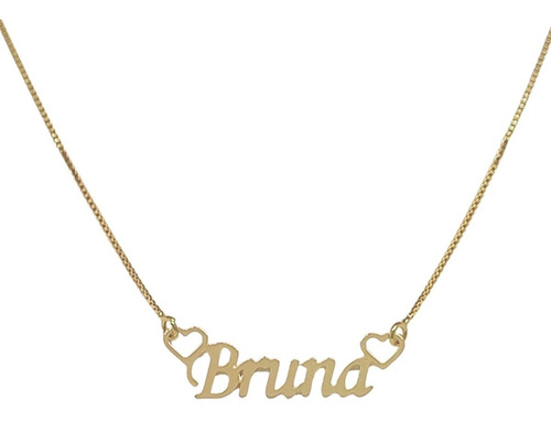 Colar Nome Personalizado Bruna Banhado A Ouro + Brinde