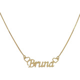 Colar Nome Personalizado Bruna Banhado A Ouro + Brinde