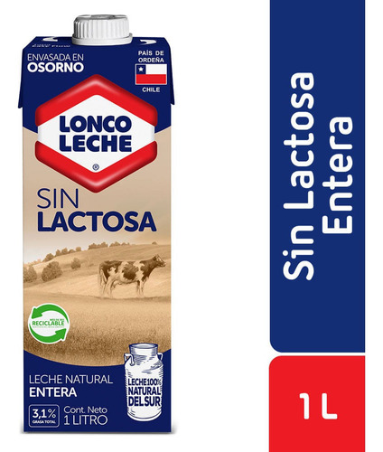 Leche Entera Sin Lactosa Loncoleche Con Tapa 1 L