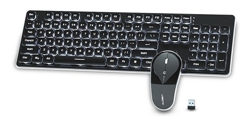 Kit Teclado Mouse Inalambrico Recargable Usb Negro Para Pc