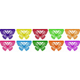 Papel Picado - 10 Tiras De Mariposa - Multicolor