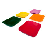 Kit 25  Plato Pastelero Cuadrado Plastico Colores 16cm