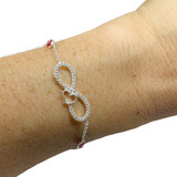 Pulsera De Plata 925 Infinito Corazon Ojitos Turcos Y Cubic 