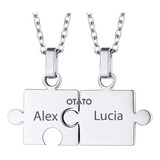 Collar Para Parejas Dije Rompecabezas Grabado Personalizado 