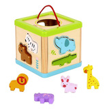 Cubo De Encastre Madera, Animales Didáctico Tooky Toy 13225 Color Multicolor