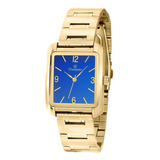 Relógio Dourado Feminino Champion Ch22466a Cor Do Fundo Azul
