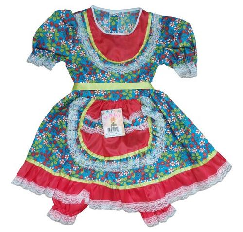 Vestido Infantil De Festa Junina Junino Tam 4 Ao 16 + Tiara