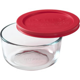 Pyrex 1069619 Refractario Redondo Pequeño Con Tapa Roja 473 